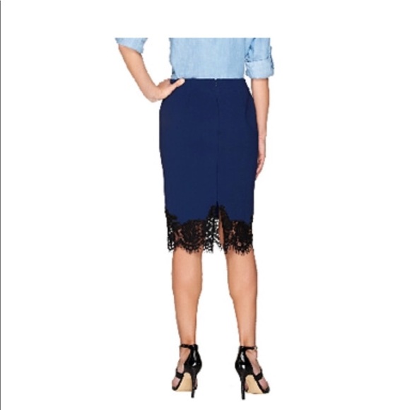G.I.L.I. Milano Ponte Pencil Skirt with Lace Trim - Picture 2 of 8